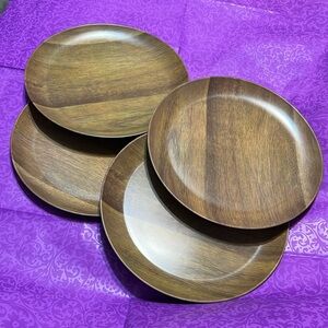 New Trueliving Set of 4 Faux Wood Grain Brown Melamine 10.5 Dinner Plate (Golf)